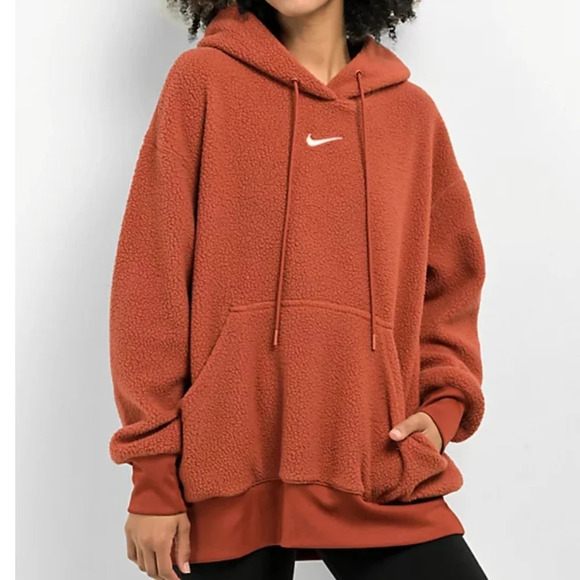 Nike Tops - NWT Nike Women's Sportswear Rugged Orange Fleece Hoodie Sweatshirt XL